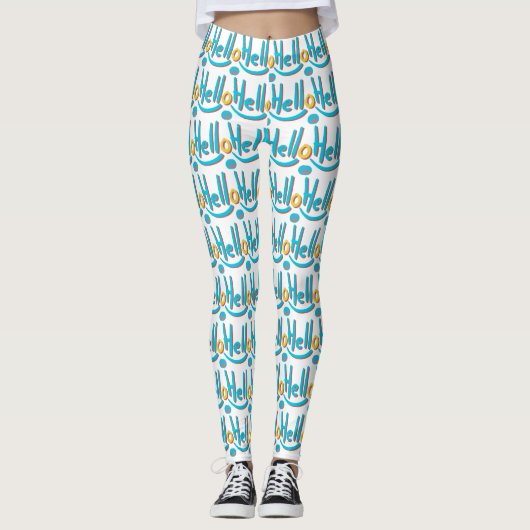 Leggings Jouer Abstrait Hello Motif Art (Devant)