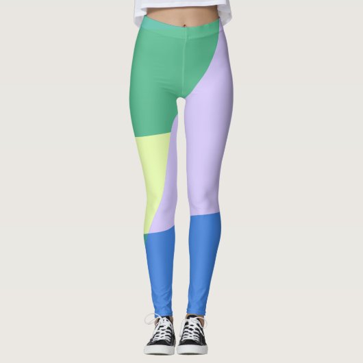 Leggings Jouer Abstrait Pastel Couleur Bloc Lavande Vert (Devant)