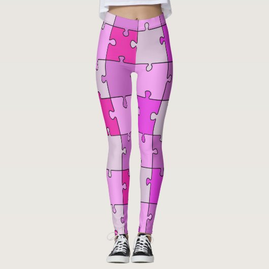 Leggings Jouer Jigsaw Puzzle tons rose (Devant)