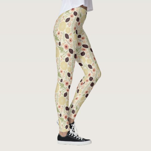 Leggings Jouer rose vert fleurs Motif (Droite)