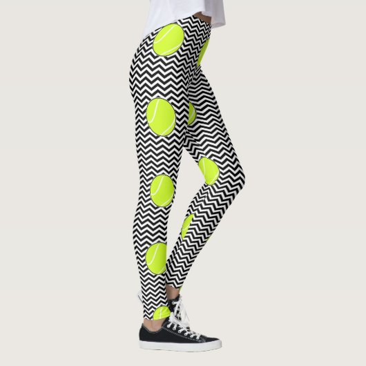 Leggings Joueur de tennis noir et blanc Ball Zigzag (Droite)