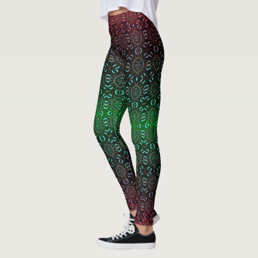 Leggings Jour de Noël Vert Rouge Legs (Gauche)