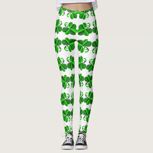 Leggings Jour de St Patrick. Élément de trèfle (Devant)