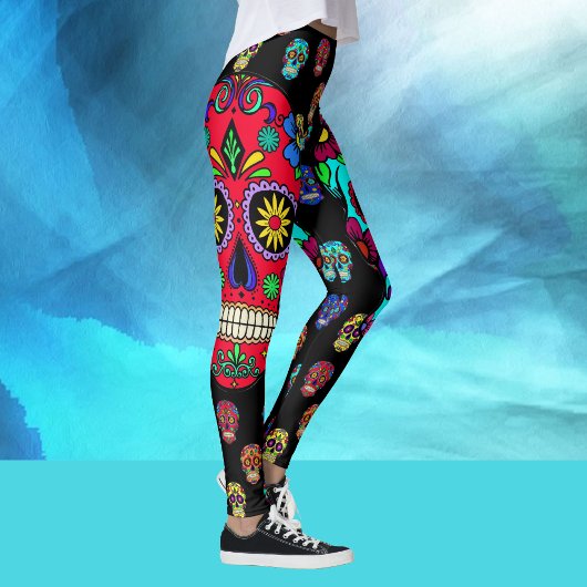 Leggings Jour des Jambes des femmes mortes Crânes de sucre