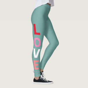 Leggings Jour des Valentines Turquoise rose rouge amour