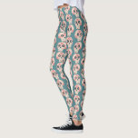 Leggings Jour du crâne de sucre des pattes vertes mortes<br><div class="desc">Fête mexicaine du motif crâne de sucre mort,  parfait pour Dia de los Muertos,  Cinco de Mayo et Halloween. Des crânes décorés sur un arrière - plan vert turquoise.</div>