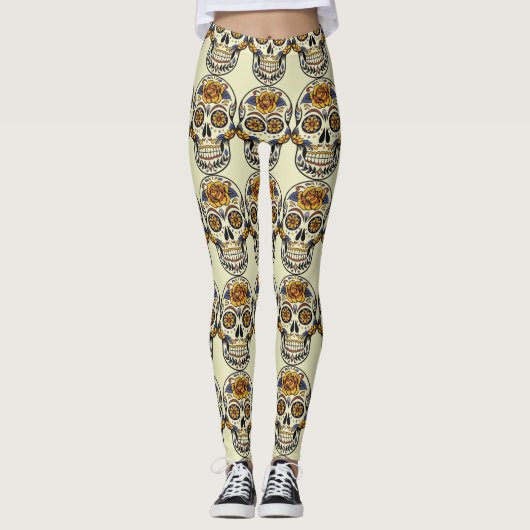 Leggings Jour du crâne de sucre mort (Dia de Muertos) (Devant)