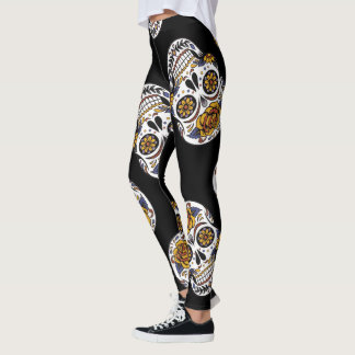Leggings Jour du crâne rose mort motif Halloween