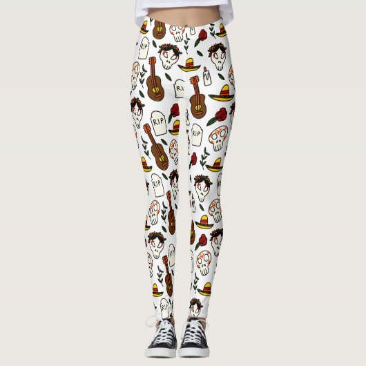 Leggings jour du doodle mort (Devant)