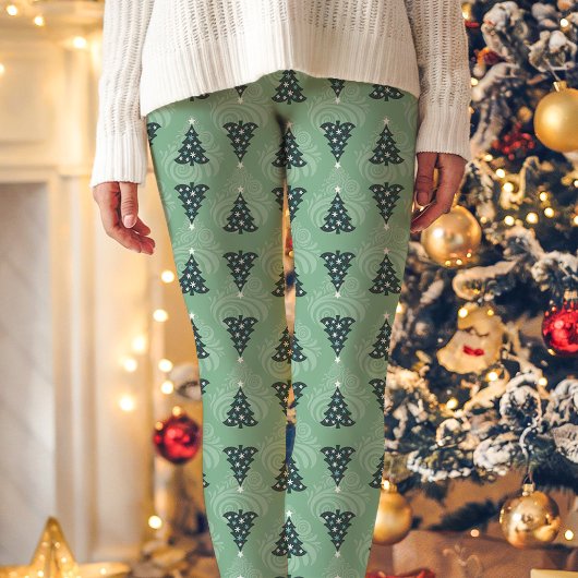 Leggings Jour férié de Noël vert Motif