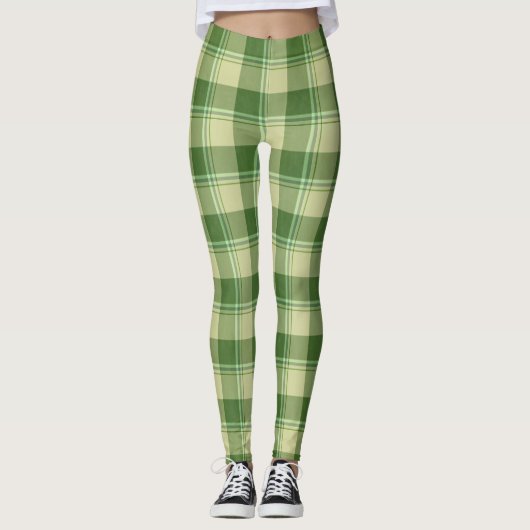 Leggings Journée de la Saint Patrick à Plaid Vert (Devant)