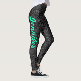 Leggings JOUW NAAM Black Paisley Exercise Pants