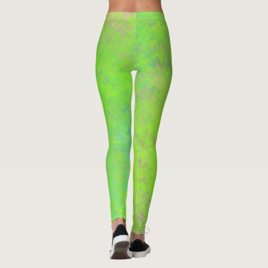 Leggings Jovely Lime Green Marbled Art Motif (Dos)