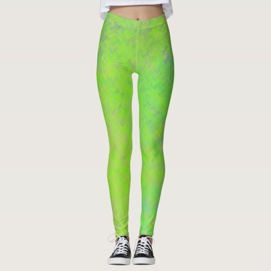 Leggings Jovely Lime Green Marbled Art Motif (Devant)