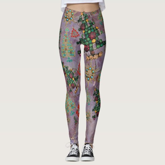 Leggings Joyau de Noël élégant Bling Jade violet Jade Gem (Devant)