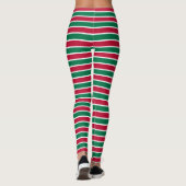 Leggings Joyaux de Noël rouge et vert en bande (Dos)