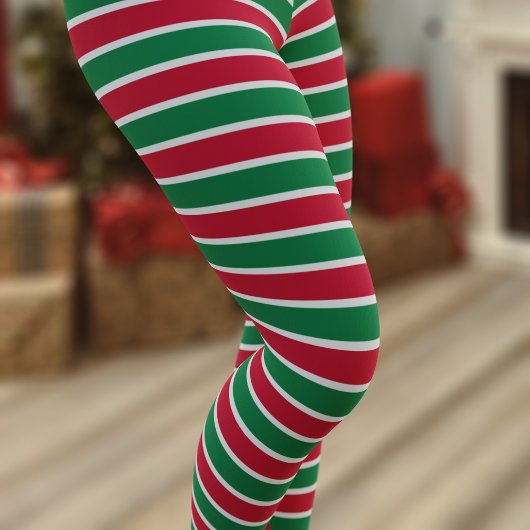 Leggings Joyaux de Noël rouge et vert en bande