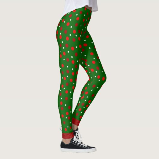 Leggings Joyaux de Noël vert/blanc et rouge (Droite)
