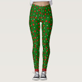 Leggings Joyaux de Noël vert/blanc et rouge (Devant)