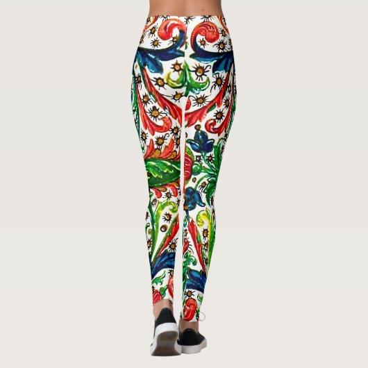 Leggings Joyaux Tons Médiéval Fleurs Manuscrits Scrolls (Dos)