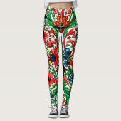 Leggings Joyaux Tons Médiéval Fleurs Manuscrits Scrolls (Devant)