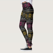 Leggings Joyeuse broderie de Noël point de croix de sueur l (Gauche)