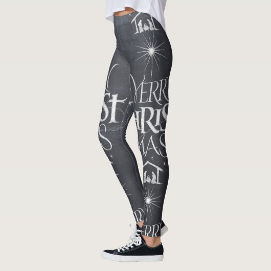 Leggings Joyeuse calligraphie de Noël de tableau de MAS du (Gauche)