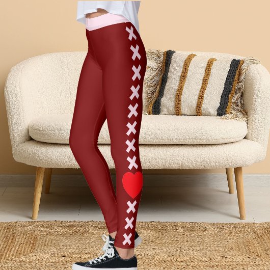 Leggings Joyeuse Saint-Valentin amateurs d'animaux Rouge Pe