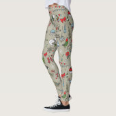 Leggings Joyeuses Vacances Chanson Oiseaux Et Snowman (Gauche)