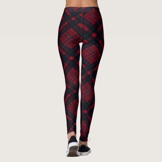 Leggings Joyeuses Vacances Rouge Plaid (Dos)