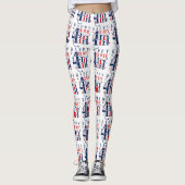 Leggings Joyeux 4 juillet conception de texte du Jour de l' (Devant)