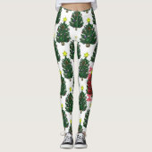 Leggings Joyeux arbre peint de Noël (Devant)
