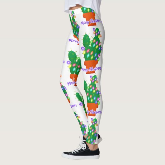 Leggings joyeux cactus de noël (Gauche)