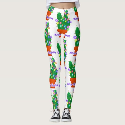 Leggings joyeux cactus de noël (Devant)
