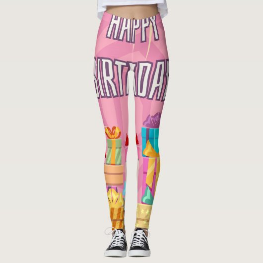 Leggings Joyeux Cadeaux d'anniversaire (Devant)