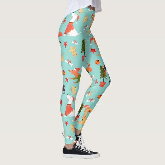 Leggings Joyeux Chiens Motif de Noël (Droite)