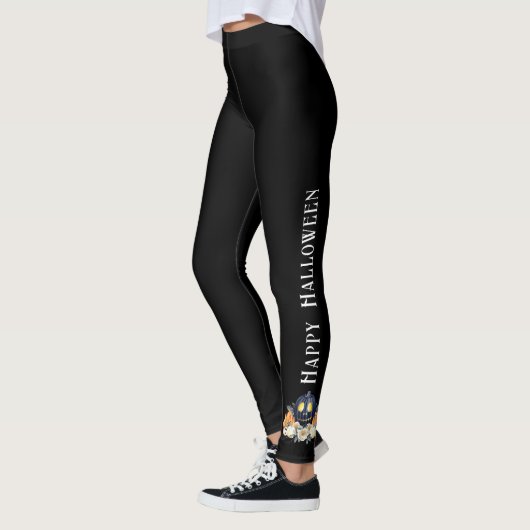 Leggings Joyeux Halloween Éffrayant Samhain Citrouille cris (Gauche)