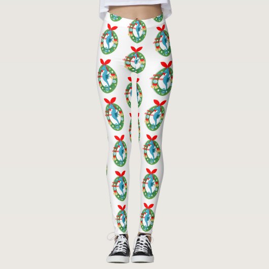 Leggings joyeux hippocampe de noël (Devant)