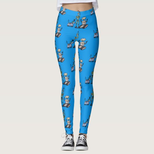 Leggings Joyeux joli dessin de trois robots trio (Devant)
