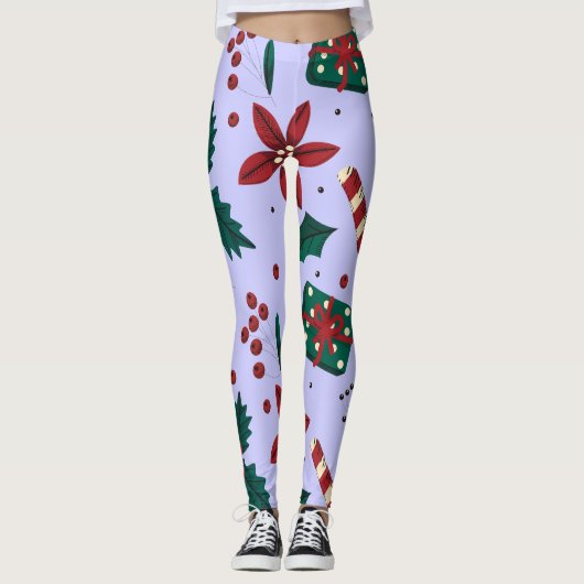 Leggings Joyeux Motif Abstrait de Noël (Devant)