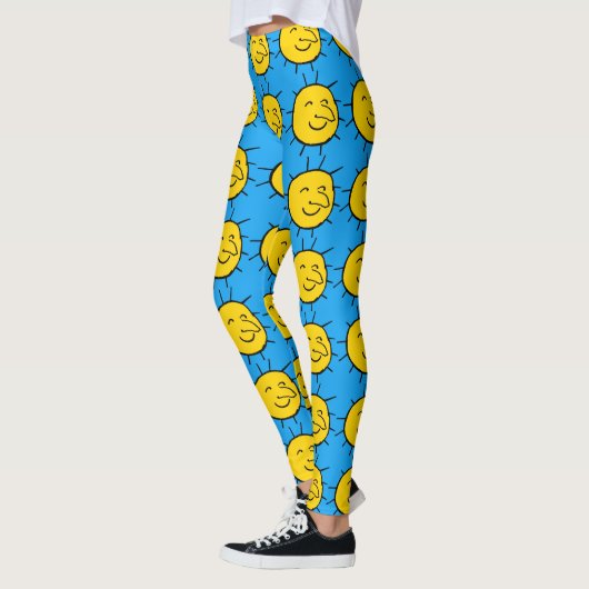 Leggings Joyeux Motif de la face du soleil souriant (Gauche)