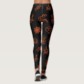 Leggings Joyeux motif d'Halloween déplaisant - Noir et oran (Dos)