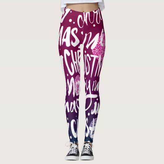 Leggings Joyeux Motif typographique de Noël (Devant)