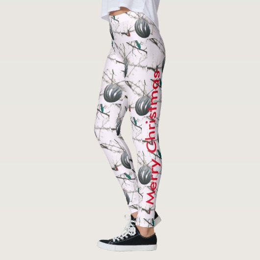 Leggings Joyeux Noël Argent Ball Arbre Lumières (Gauche)
