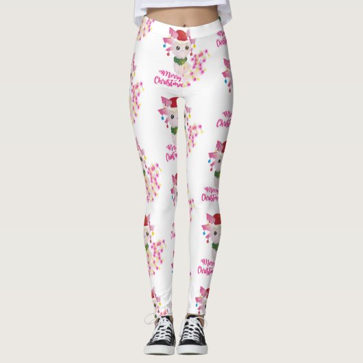 Leggings joyeux Noël axolotl père Noël (Devant)