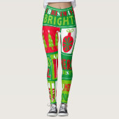 Leggings Joyeux Noël Bright Noel Rouge et Vert (Devant)