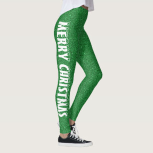 Leggings Joyeux Noël classique Parties scintillant verte