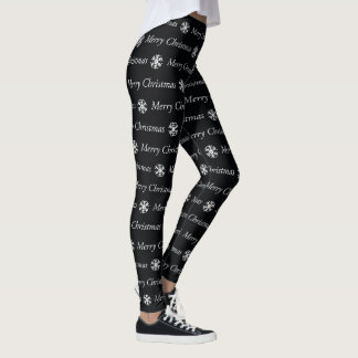 Leggings Joyeux Noël en noir et blanc