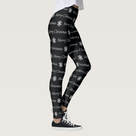 Leggings Joyeux Noël en noir et blanc (Droite)