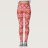Leggings Joyeux Noël Fair Isle Snowflakes Rouge & Blanc (Devant)